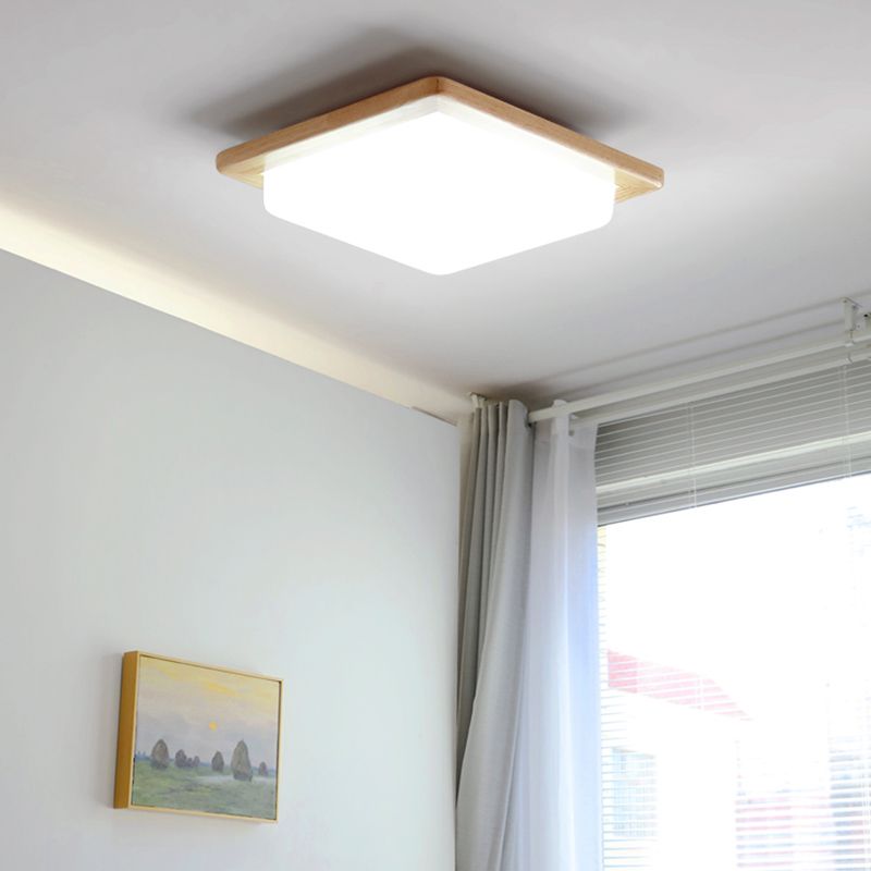 Square Shape Glass Flush Light Modern Style 1 Light Flush Mount Fixture in Brown