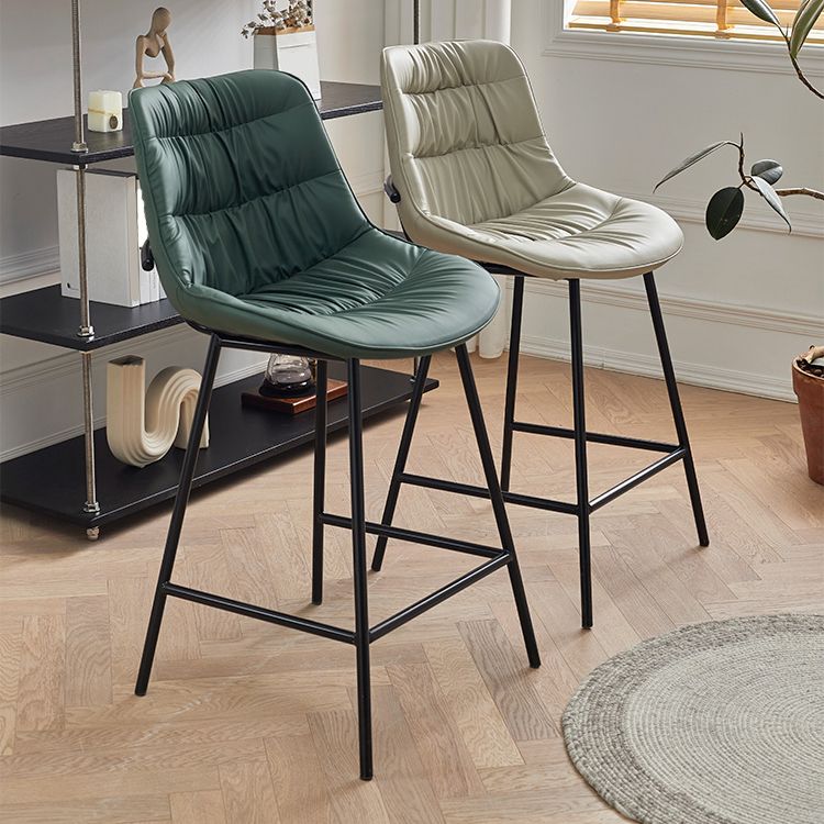 Contemporary PU Upholstery Low Back Bar Stools with Metal Legs