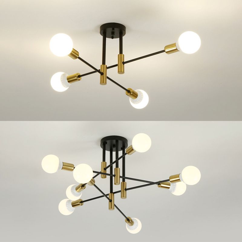 Sputnik Semi Flush Mount Industrial Metal Flush Ceiling Light Fixture