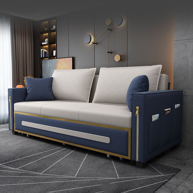 Pillow Included Sofa Futon Square Arms Futon Sofa Bed with Storage