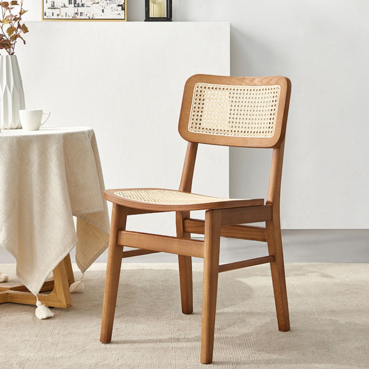 Traditional Style Dining Chairs Open Back Armless Chairs with Wood Legs for Home