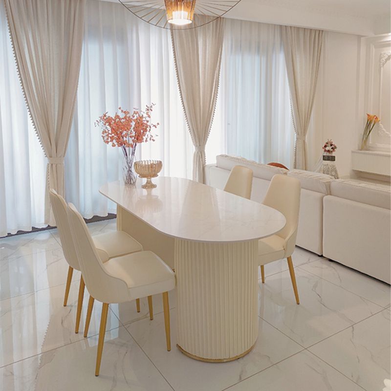 Slate and Metal Table Glam Style Simple Restaurant Oval Dining Table