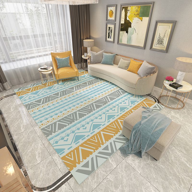 Americana Printed Rug Multi Color Synthetics Rug Anti-Slip Backing Stain Resistant Washable Rug for Sitting Room