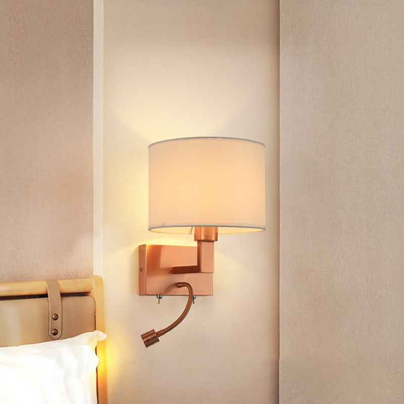 Cylinder Wall Lighting Modern Creative Fabric Wall Sconces in Gold