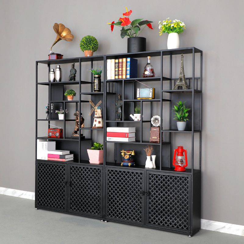 78.74" H Industrial Black Shelf Bookcase Etagere Metal Bookshelf