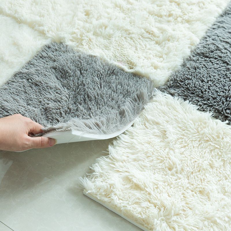 Modern Carpet Tiles Interlocking Color Block Shag Carpet Tiles