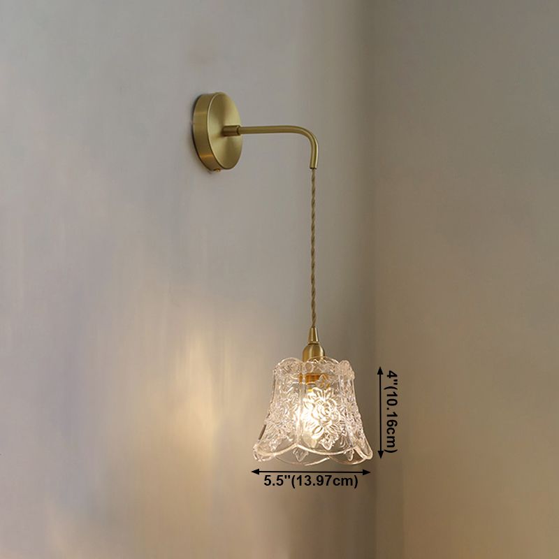 Industrial Style Geometric Wall Lamp Light Glass 1 Light Wall Mounted Lighting in Gold