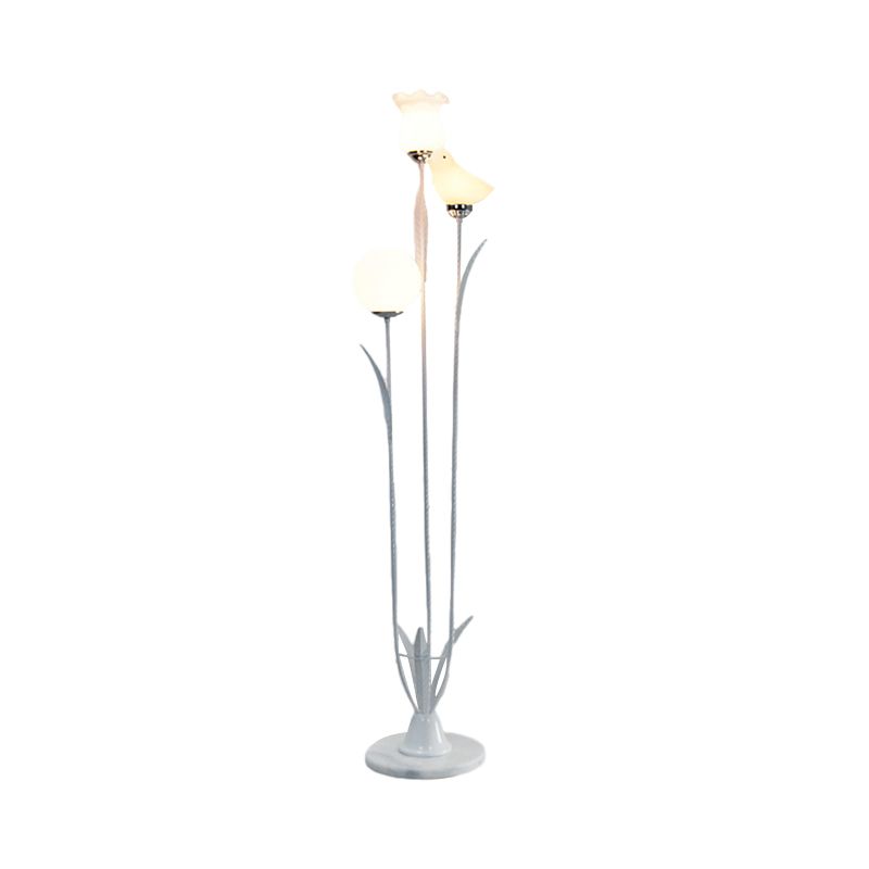 3-Bulb-Wohnzimmerbaumbodenlicht zeitgenössischer Schwarz/Weiß-Stand-up