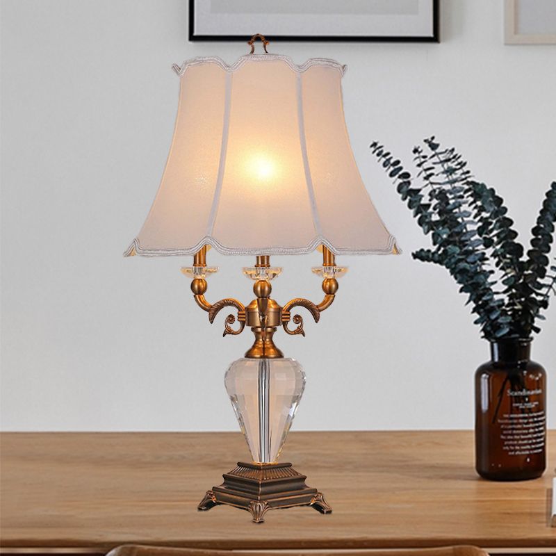 1 tavolo da soggiorno lampada da tavolo moderna lettura bianca con tonalità in tessuto bagliore