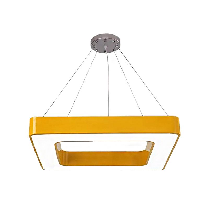 Red/Yellow/Blue/Green Square Pendant Lamp Kids Acrylic LED Chandelier Light Fixture in Third Gear/White Light for Bedroom