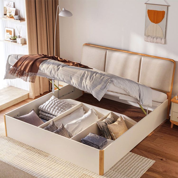 Wood Standard Bed with Upholstered Headboard Mattress Included 41.33" High