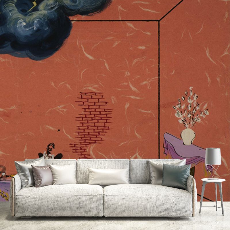 Illustration Drunk Men Mural Decal Full Size Wall Art for Home Gallery, Custom Made