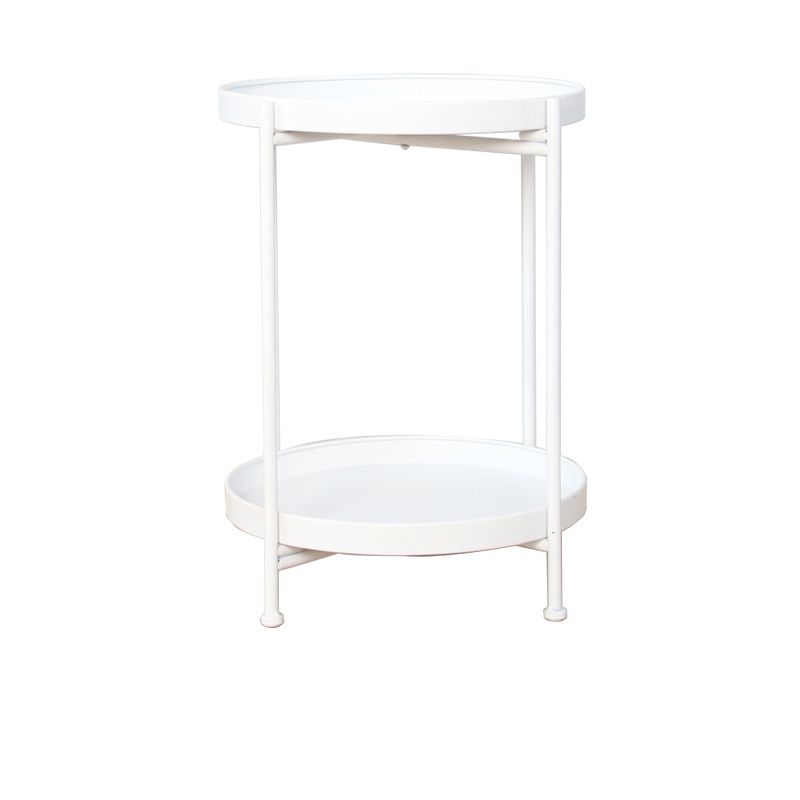 4 Legs Corner Table Round Tray Top Side End Table for Living Room