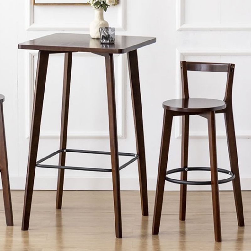 Modern Style Square Solid Wood Footrest Top Bar Dining Table for Home