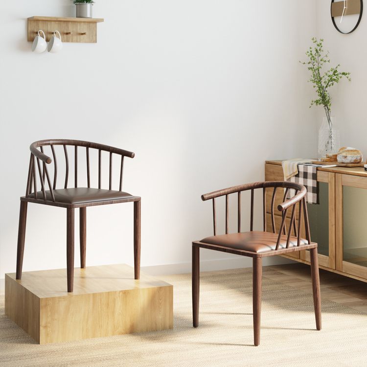 Contemporary Metal Dining Room Chairs Upholstered Armchair for Home Use