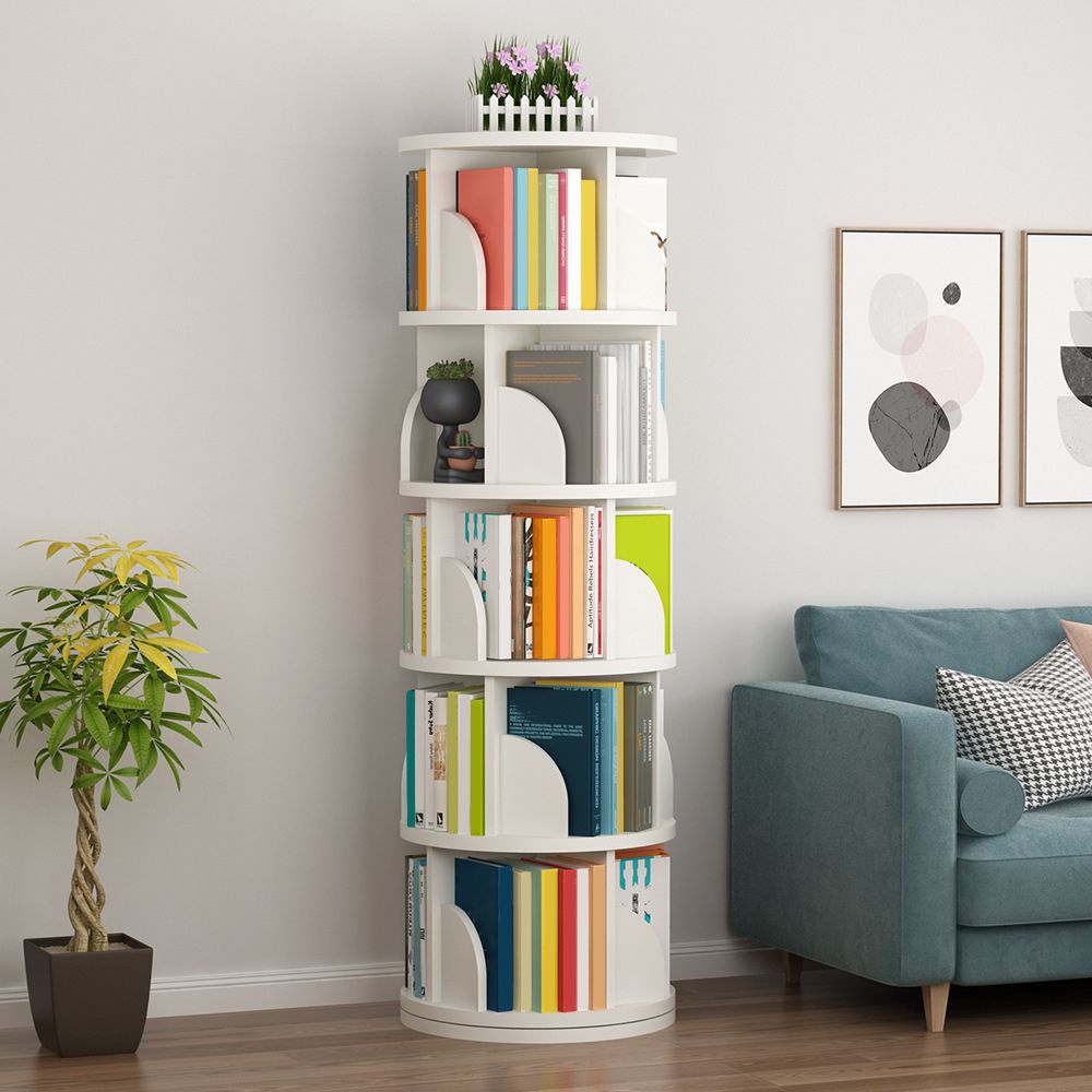 Open Wooden Bookshelf Modern Home Living Room Revolving Bookcase