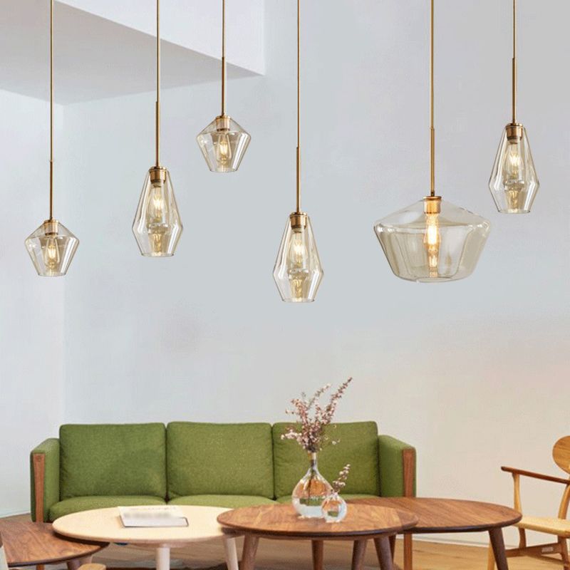 Lakte enkele hanglamp in moderne creatieve stijl glazen geometrische hanglamp