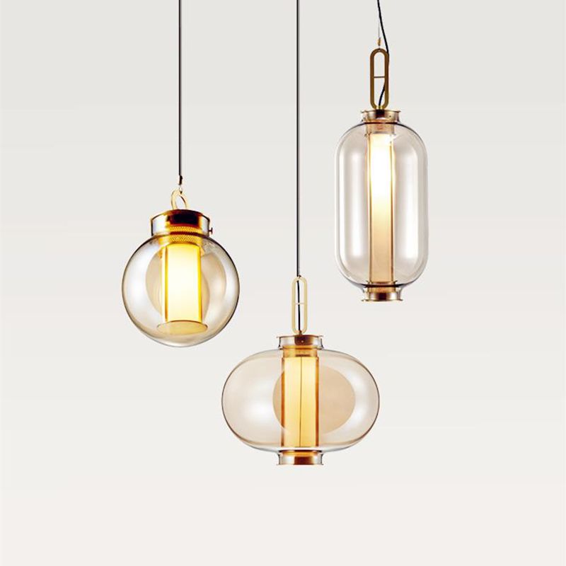 Geometric Hanging Lights Industrial Style Glass 1 Light Pendant Light Kit