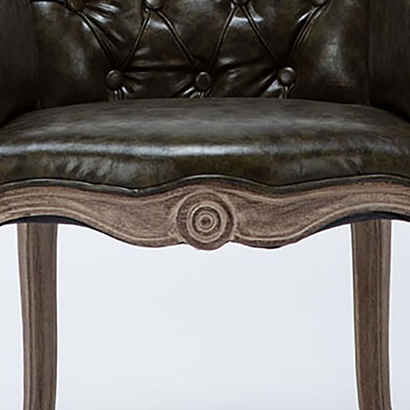 Farmhouse Balcony Upholstered Arm Chair Matte Finish Solid Back Dining Chair