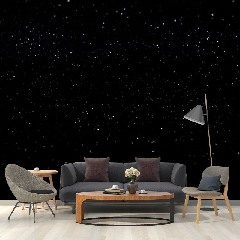 Galaxy and Stars Print Mural Decal Black Modern Aesthetics Wall Decor for Corridor