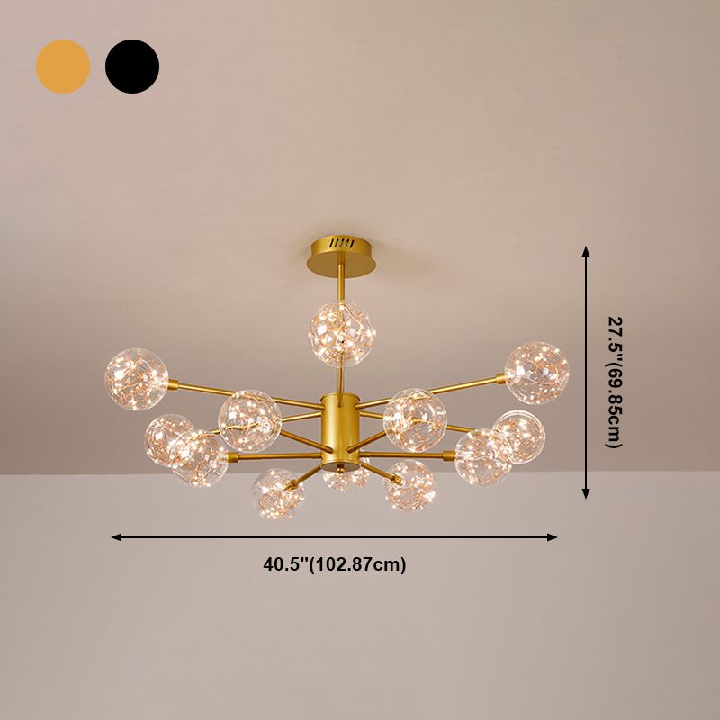 Luce a sospensione a sospensione globale con soffitto in vetro trasparente contemporaneo