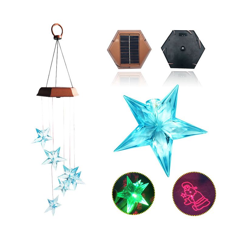 Honeycomb Garden Solar Wind Chime Light Plastic 6 Bulbs Modern LED Hanging Light with Plastic Decor