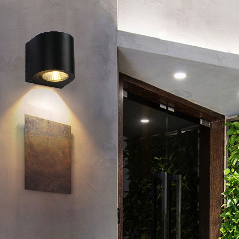 Éclairage d'applique en forme de tuyau en métal Éclairage mural à LED noir moderne pour Courtyard