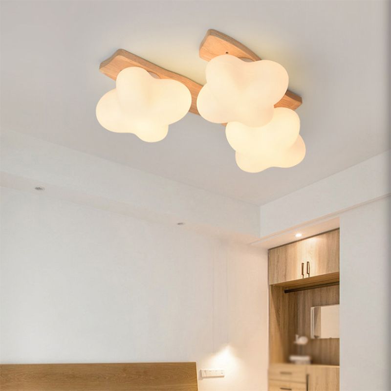 Geometric Shape Glass Flush Light Modern Style Multi Lights Flush Mount Fixture in Brown