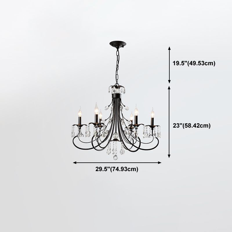 Salon lustre de style européen multi-tête cristallin de lampe suspendue pour chambre à coucher