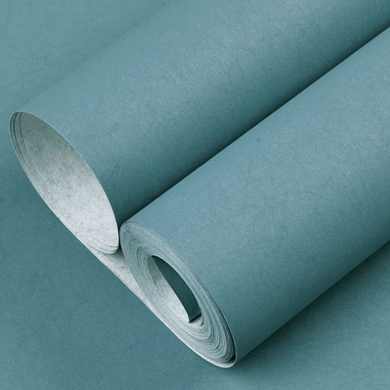 Blue Plain Wallpaper Roll Moisture-Resistant Minimalist Bedroom Wall Decor, Non-Woven Fabric