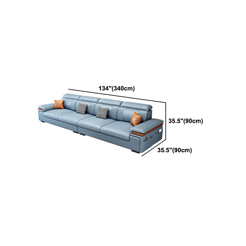Modern Faux Leather Sofa with Pillow Top Arm for Living Room