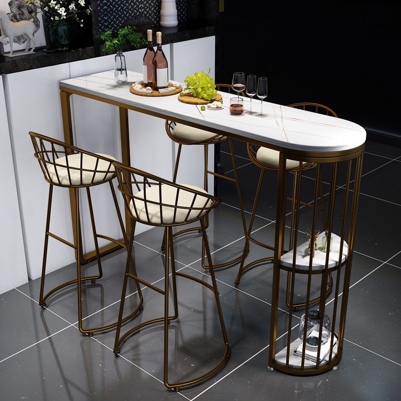 Contemporary Armless Dining Stools Metal Bar Stools with Footrest