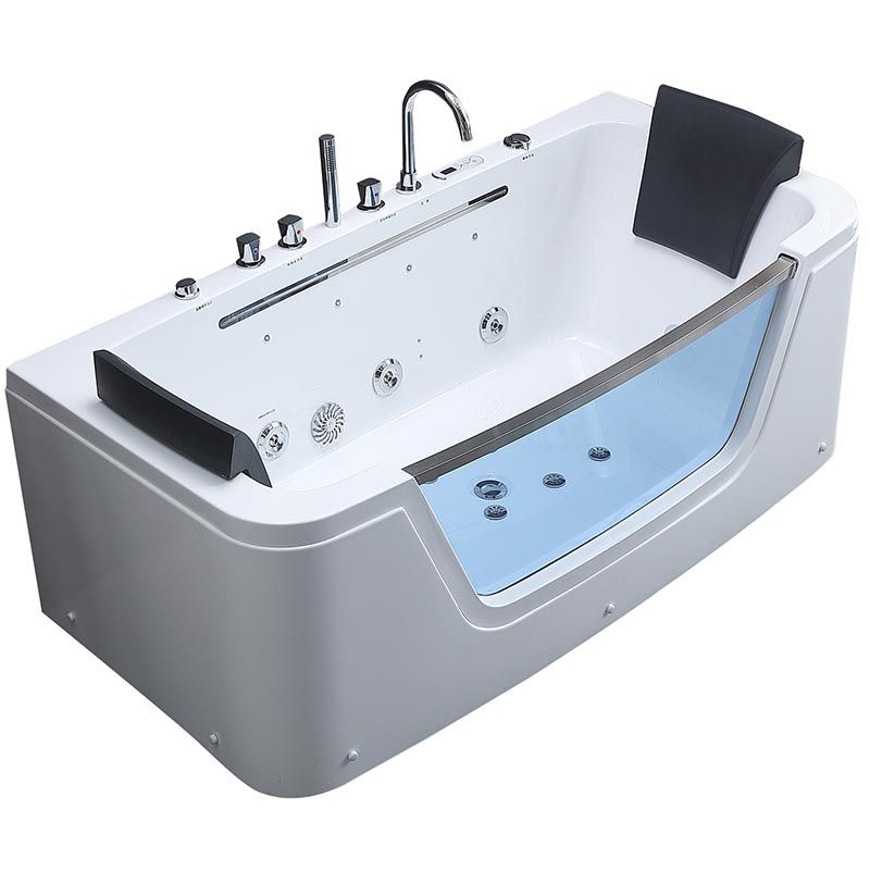 Bathroom Modern Acrylic Bath Tub Back to Wall Center Drain Tub
