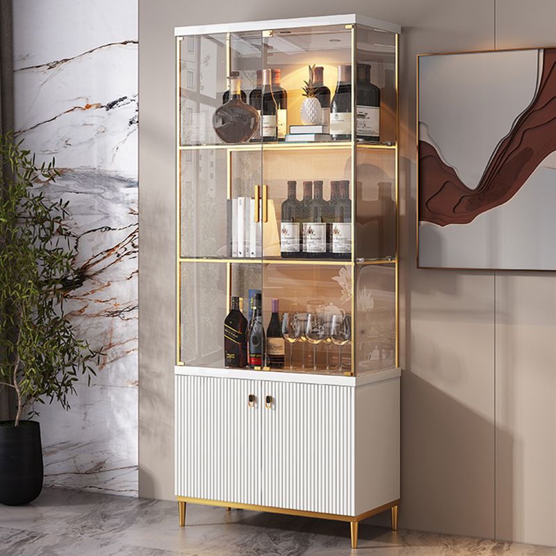 Luxury Stainless Steel Curio Cabinet Black/ White Display Stand with Glass Doors