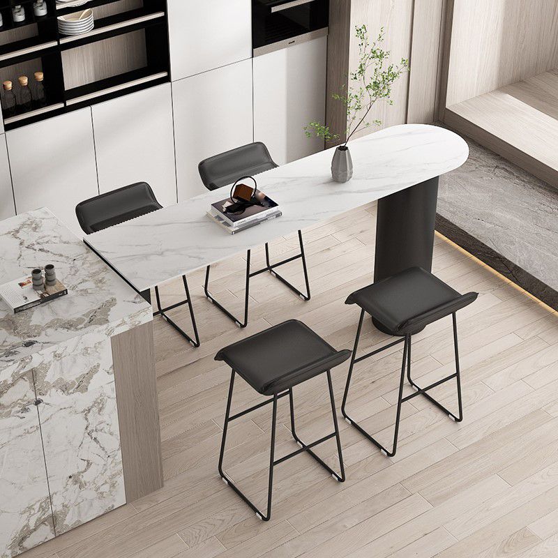 Contemporary Metal Legs PU Leather Indoor Barstool with Cushion
