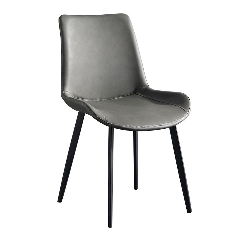 Industrial Upholstered Armless Chair Leather Parsons Back Side Chair with Metal Base