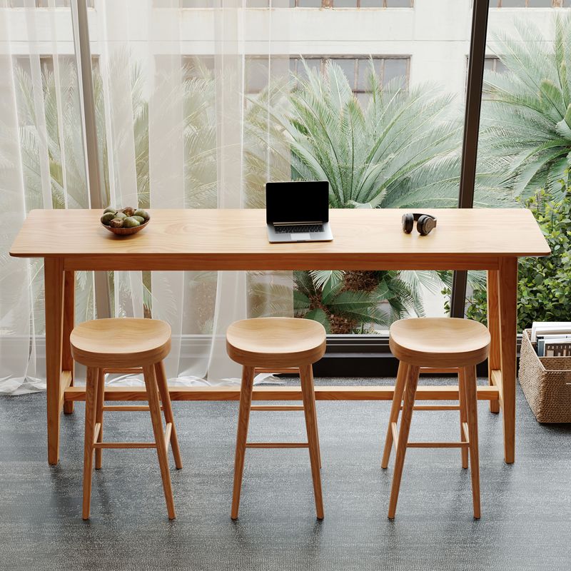 1/4 Pieces Modern Rectangle Solid Wood Bar Table with High Stools