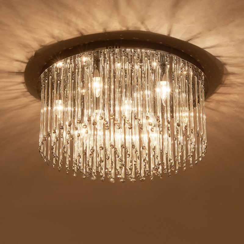 19,5"/23,5" W LED Slaapkamer Plafondarmatuur Minimalisme Chroom Inbouwverlichting met Drumstrip Kristallen Schaduw