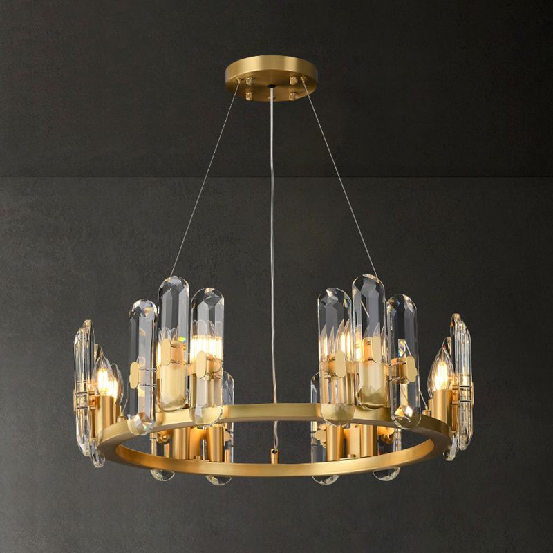Contemporary Copper Ceiling Pendant Light Wheel Hanging Pendant Light for Living Room