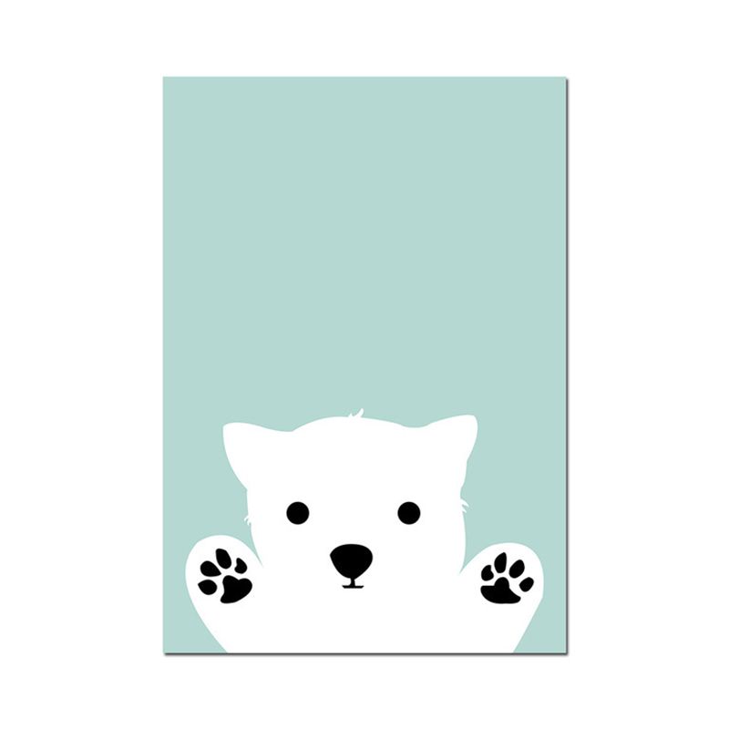 Cartoon Animal Pattern Canvas Kids Style Textured Painting in Soft Color for Home