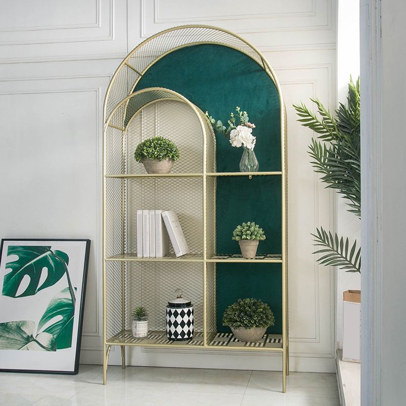 Urban Gold Bookshelf Closed Back Metal Vertical Shelf for Living Room