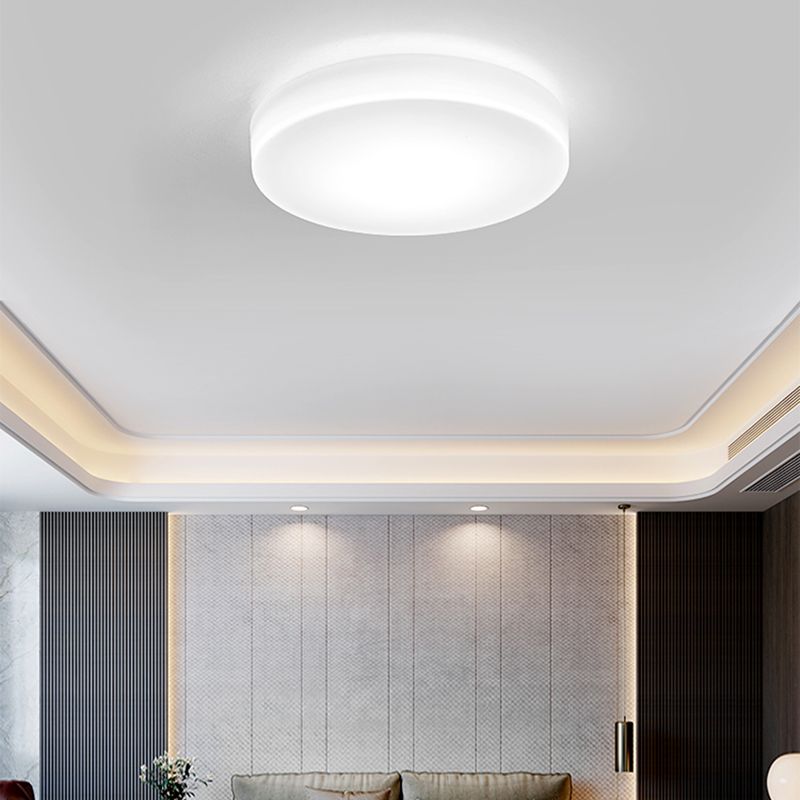 Round Shape Ceiling Lamp Modern Simple Style Iron 1 Light Flush Mount with Glass Lampshade for Aisle