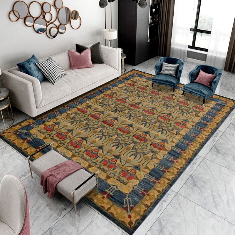 Wine Red Bohemian Rug Polyester Graphic Rug Non-Slip Backing Rug for Home Decoration
