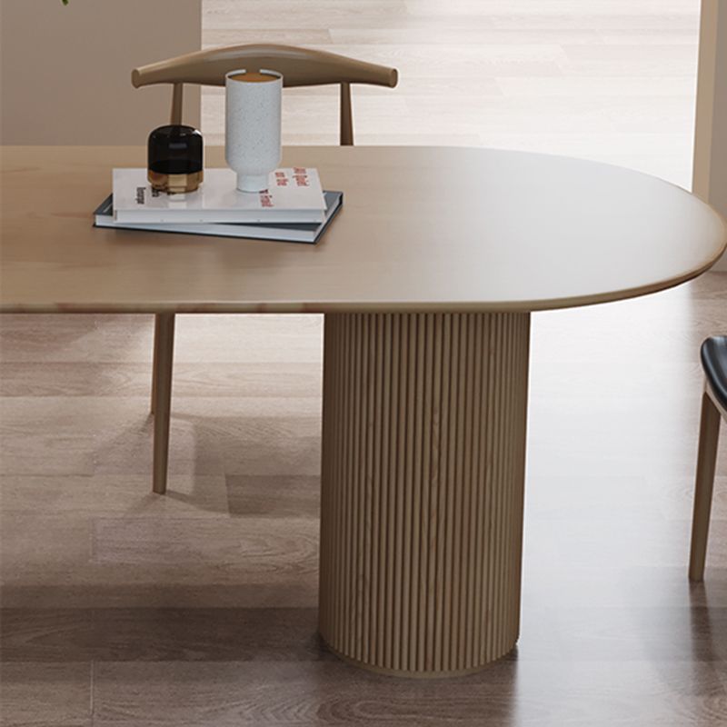 Contemporary Wood Top Oval Dinette Table Wood Pedestal Dining Table