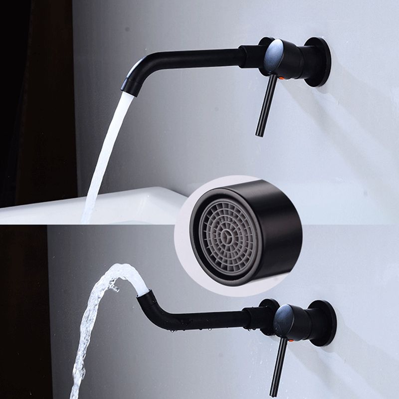 Lever Handles Wall Mounted Bathroom Faucet High-Arc Lavatory Faucet