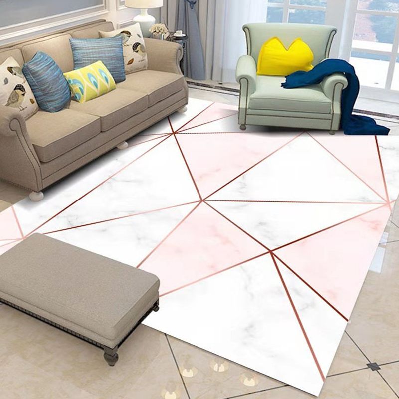Funky Geometry Print Area Carpet Polyester Indoor Rug Non-Slip Backing Area Rug for Living Room