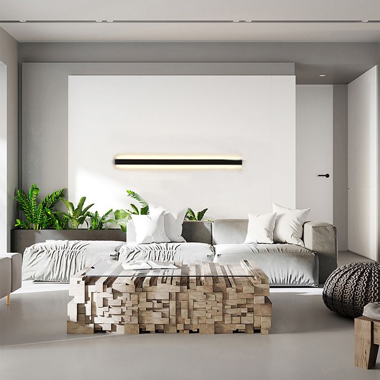 Luz de luz lineal de estilo contemporáneo de estilo lineal de metal 1 luces de pared de luz en negro