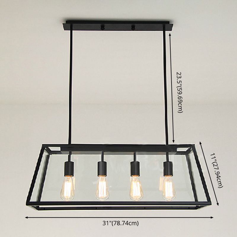 Vetro 4 luci isola a ciondolo luci trapezoids industrial isola lampade per bar
