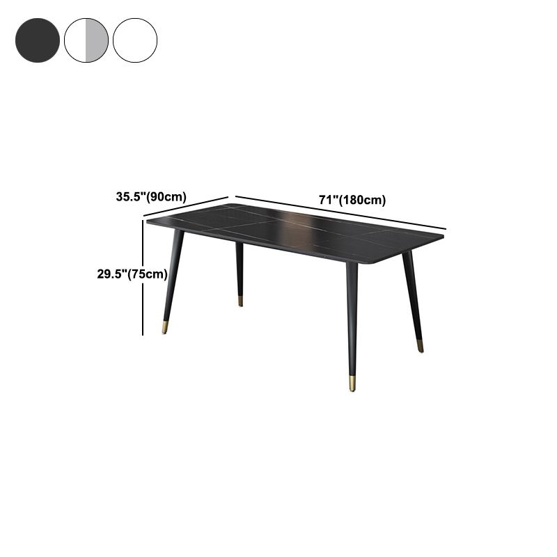 Rectangle Dining Table Stone Top Dining Table with Iron Base