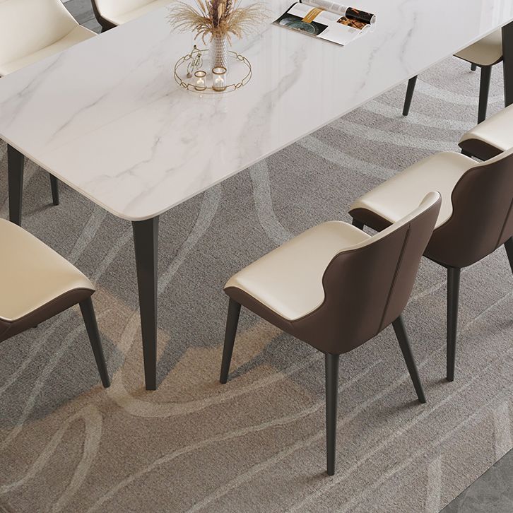 Rectangle Dining Site Table Contemporary Style Stone Furniture with 4 Legs